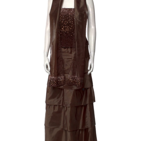 Jovani Dresses & Skirts - Jovani Brown Strapless Evening Gown with Scarf (not attached)